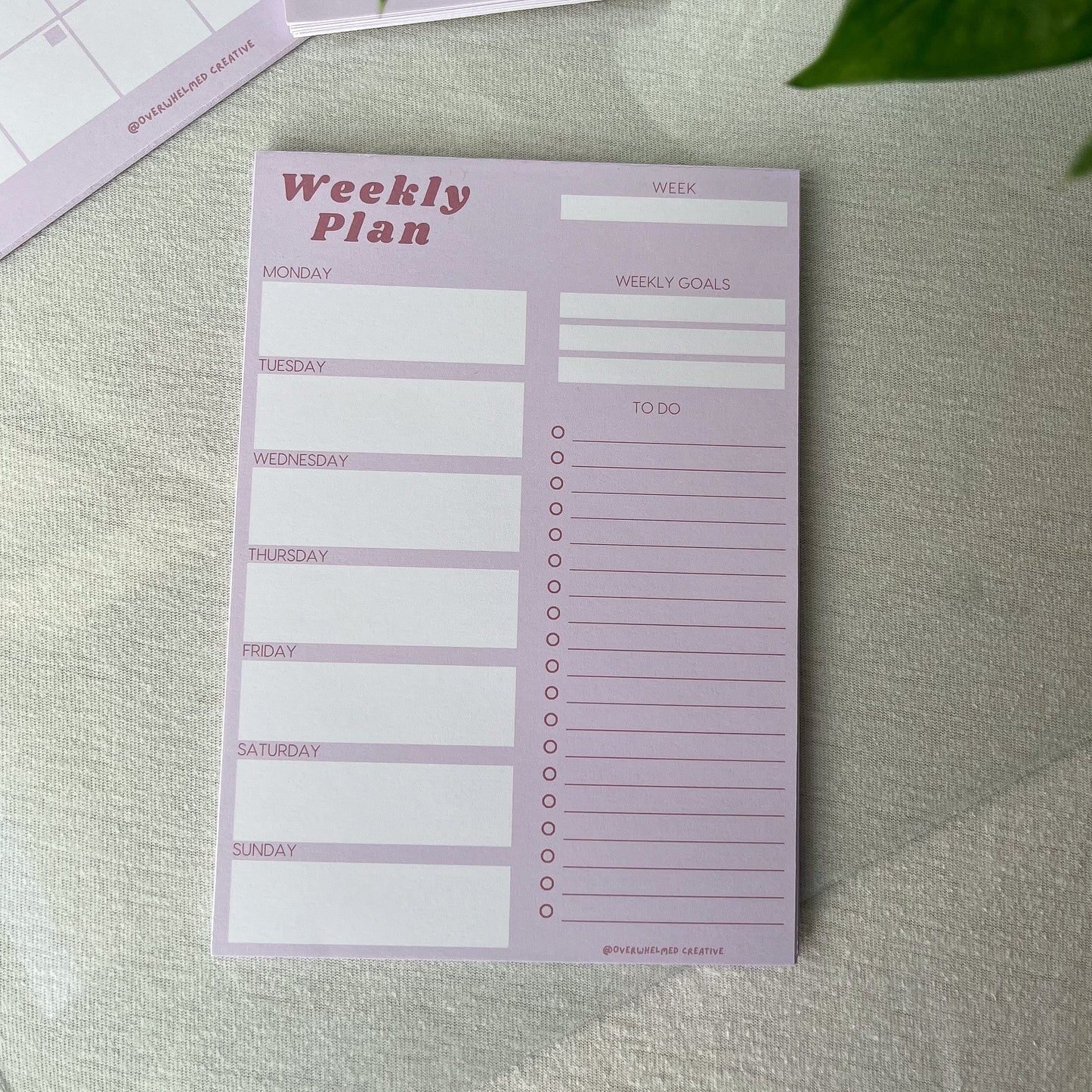 Simple Weekly Planner Pad