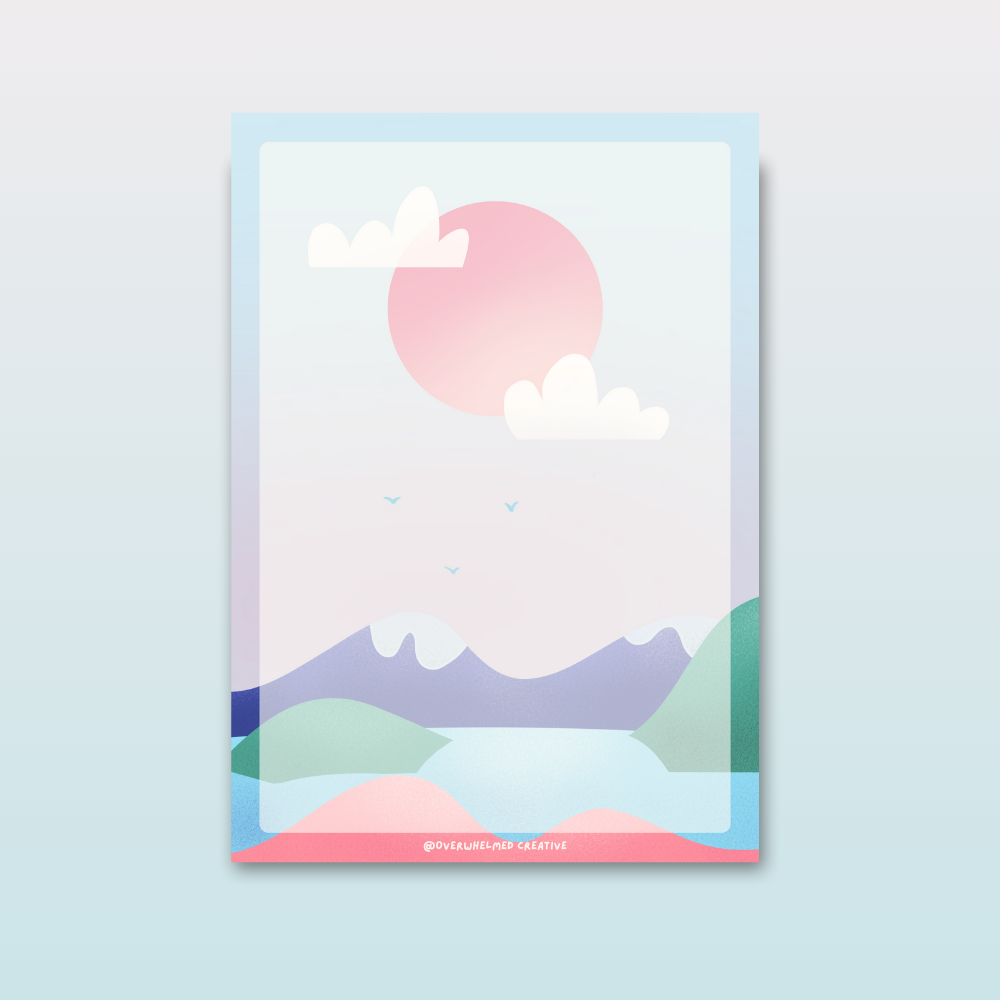 Hills & Moon Colorful Notepad